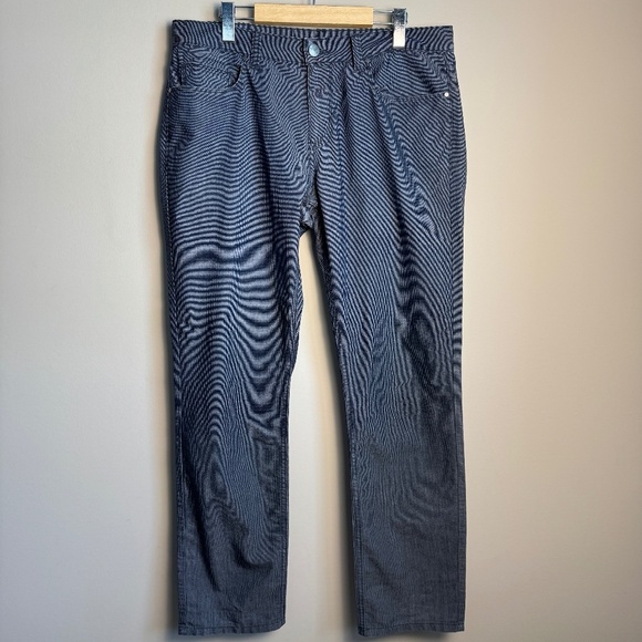 Perry Ellis Men's Flat Front Chino Casual Dress Pant Blue-Gray Trouser 34x32 - Picture 1 of 14